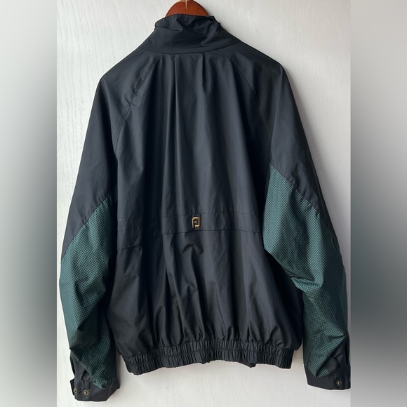 FootJoy Dryjoys Jacket Windbreaker Green Black Houndstooth XL Full Zip Golf VTG - Picture 7 of 10